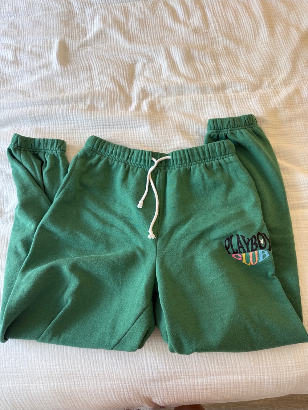 PLAYBOY Green Drawstring Kids Joggers with Logo